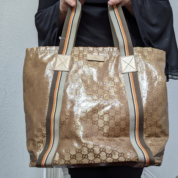 Gucci Tote Bag Gold PVC - Picture 11 of 11